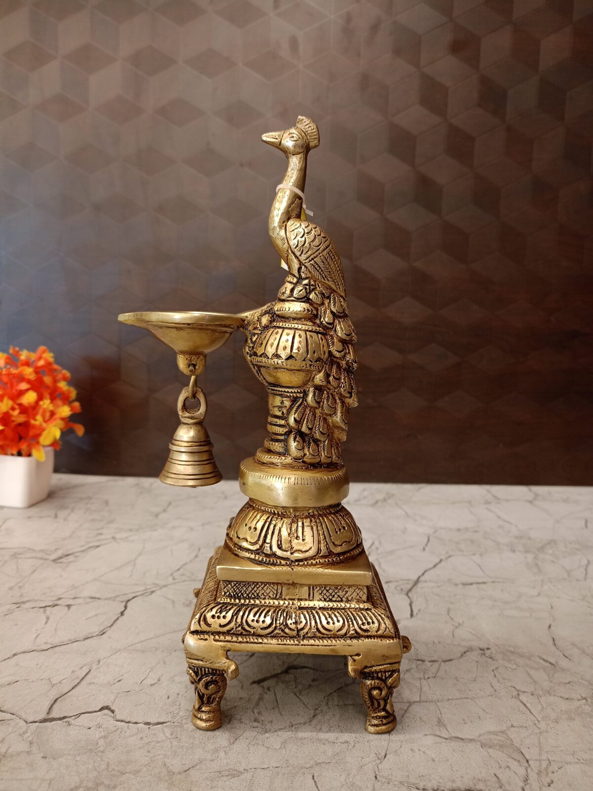 brass peacock diya home decor pooja vgocart coimbatore india scaled