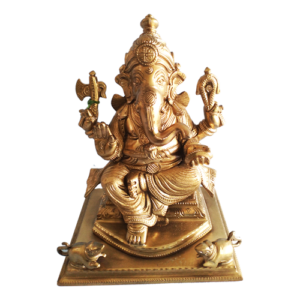 Beautiful Antique Lord Ganesha Brass Statue 7"