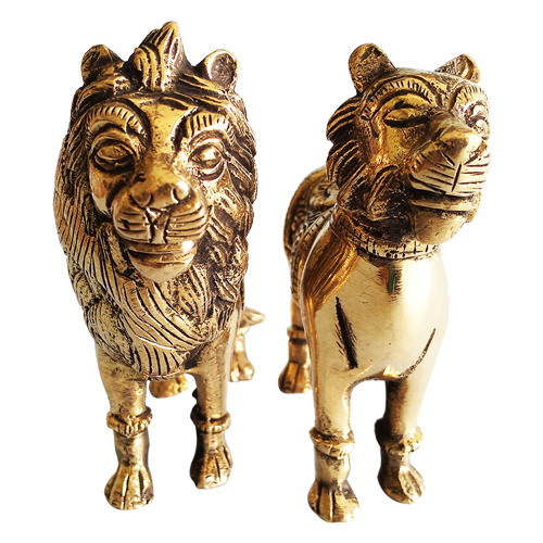 Brass Lion with Pair Set Brass Lion with Pair Set