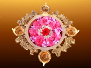 Brass Uruli With Diya