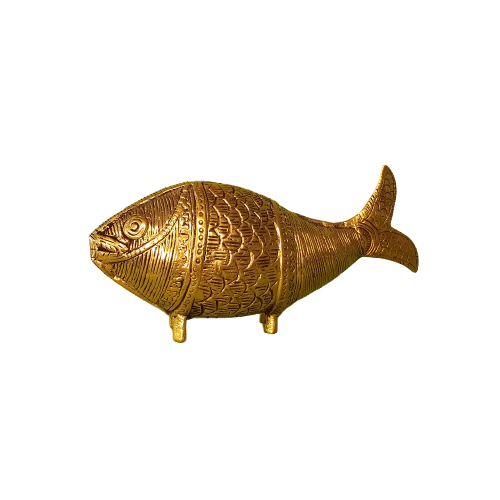 Brass-Vastu-Fish-Figurine-God-Idols-Statues-Home-Decor-Gifts-Coimbatore-India-Buy-Online-1781 The Brass Vastu Fish Figurine 3.5" - Image 1