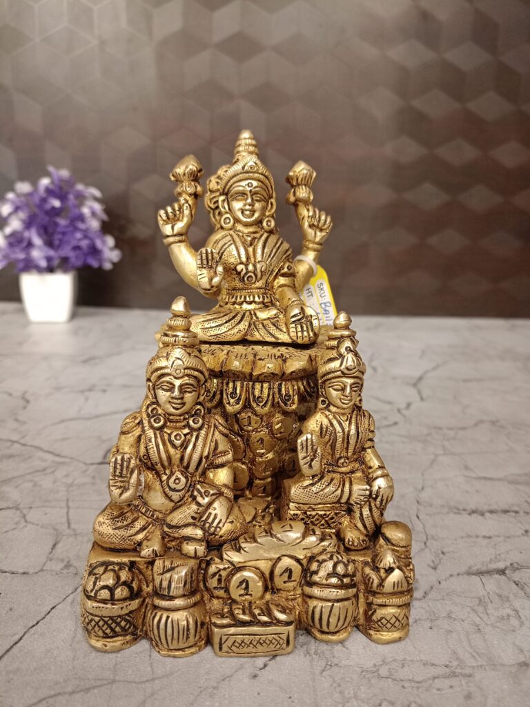 Brass Lakshmi Kubera Statue with coins-6" - Brass God Idols VgoCart ...