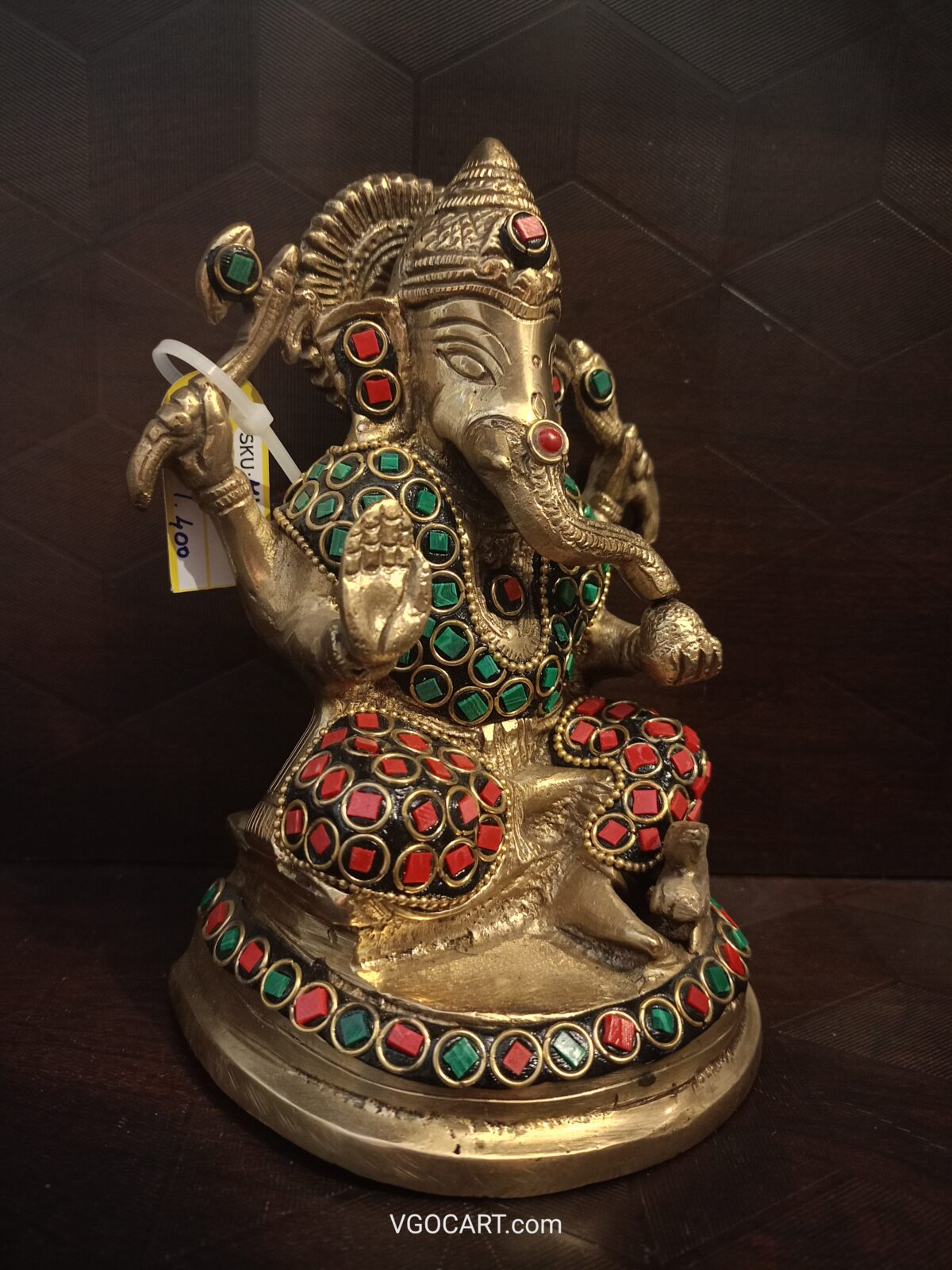 buy brass ganesha idol multicolur stone finish online coimbatore india 3 scaled