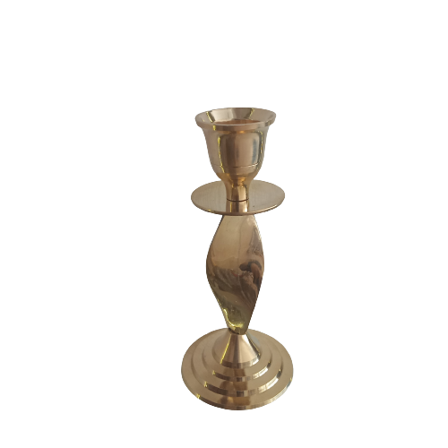 Brass-Candle-Holder-With-Swirl-Type-Home-Decor-Gifts-Idols-Coimbatore-India-Buy-Online-2010 Brass Candle Holder with Swirl Type-5.4" - Image 1