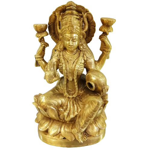 IMG_20210401_175845-removebg-preview Goddess Maha Lakshmi Brass Statue 12" - Image 1