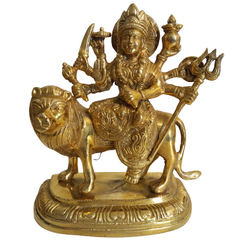 brass-durga-statue-god-buy-online-coimbatore- 1612-2 Brass Durga Statue 7" - Image 1