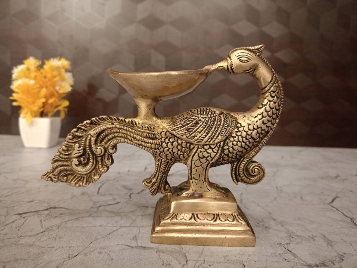 brass peacock diya pooja gift vgocart coimbatore india1 scaled