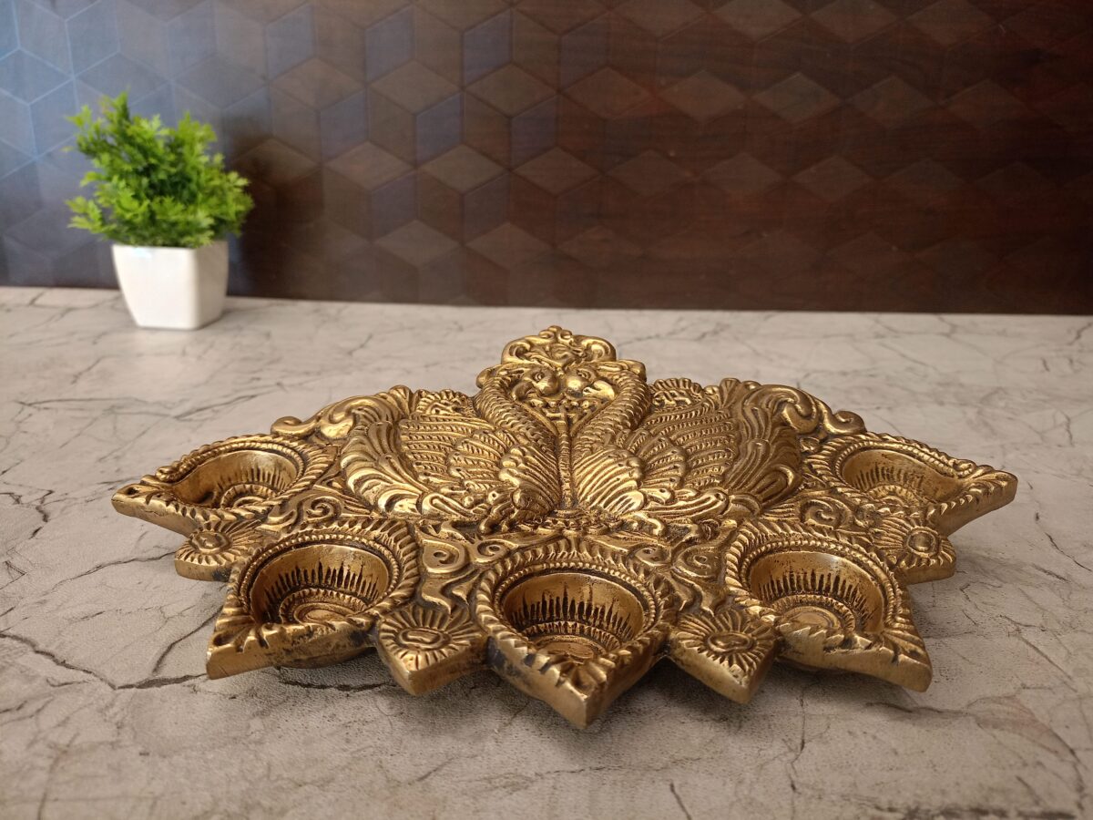 brass peacock design diya pooja gift home decor vgocart coimbatore india scaled
