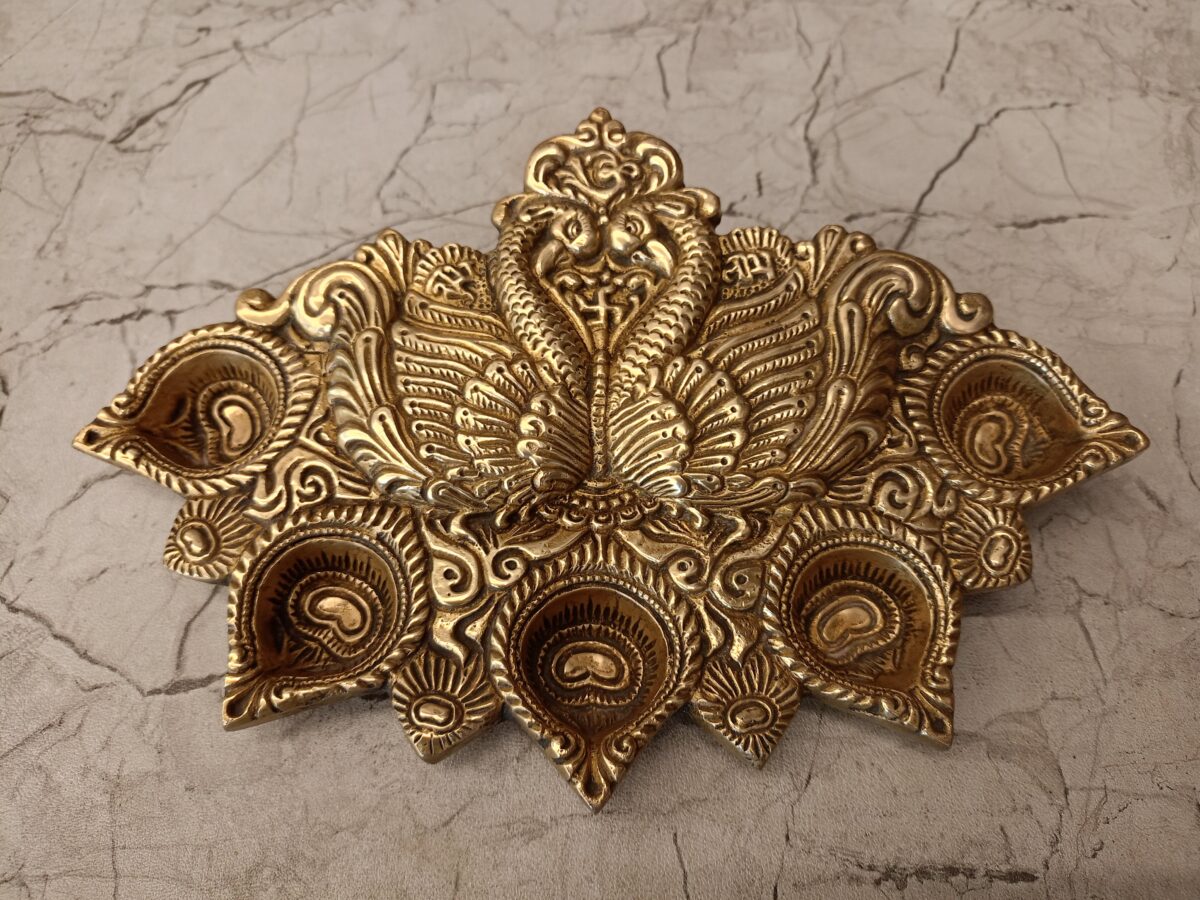 brass peacock design diya pooja gift home decor vgocart coimbatore india2 scaled
