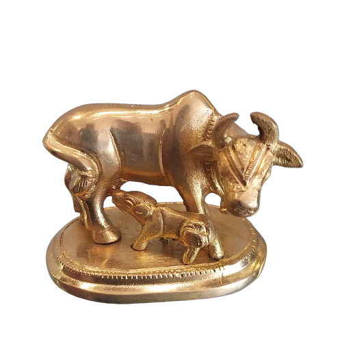 brass-Kamadhenuwith-calf-statue-home-decors-vastu-items-gifts-buy-online-coimbatore Brass Kamadhenu Holy Cow idol - 2" - Image 1