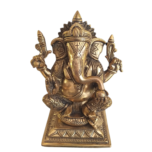 brass-ganesha-statue-hindu-god-idols-buy-online-pooja-coimbatore--2465 (4) Brass Lord Vigneshwara Statue-7.5" - Image 1