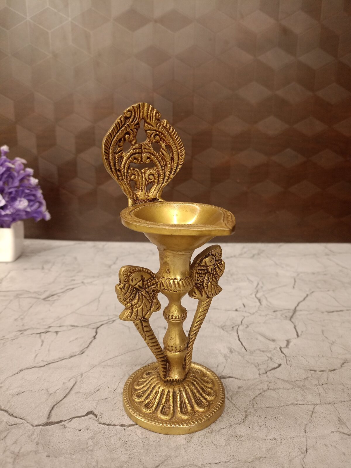 brass designer diya with parrot vgocart coimbatore india4 scaled