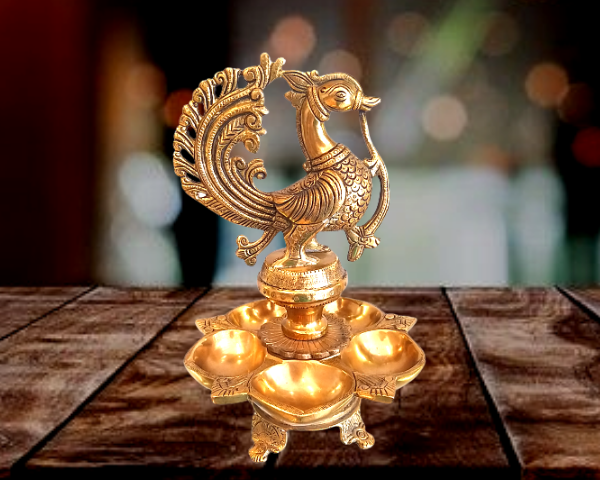 brass five face diya online traditional gift idols showroom