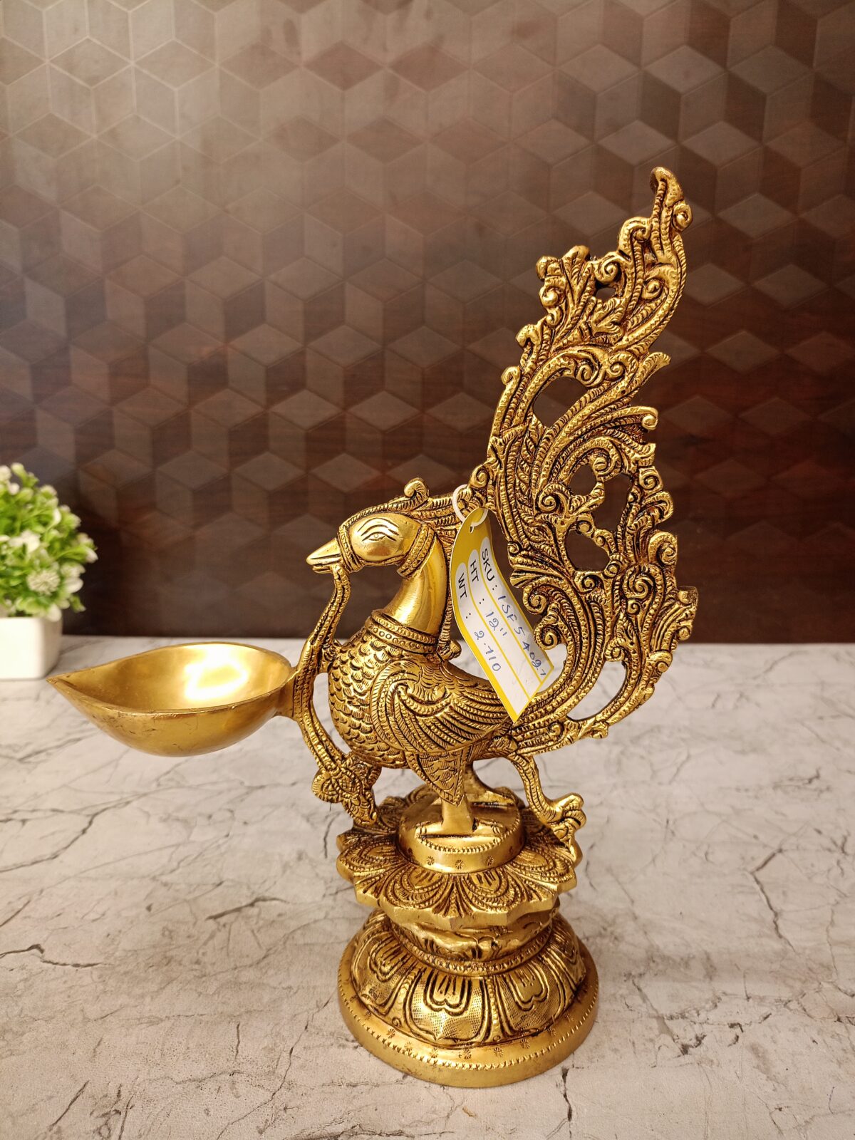brass peacock holding diya pooja home decor vgocart coimbatore india1 scaled