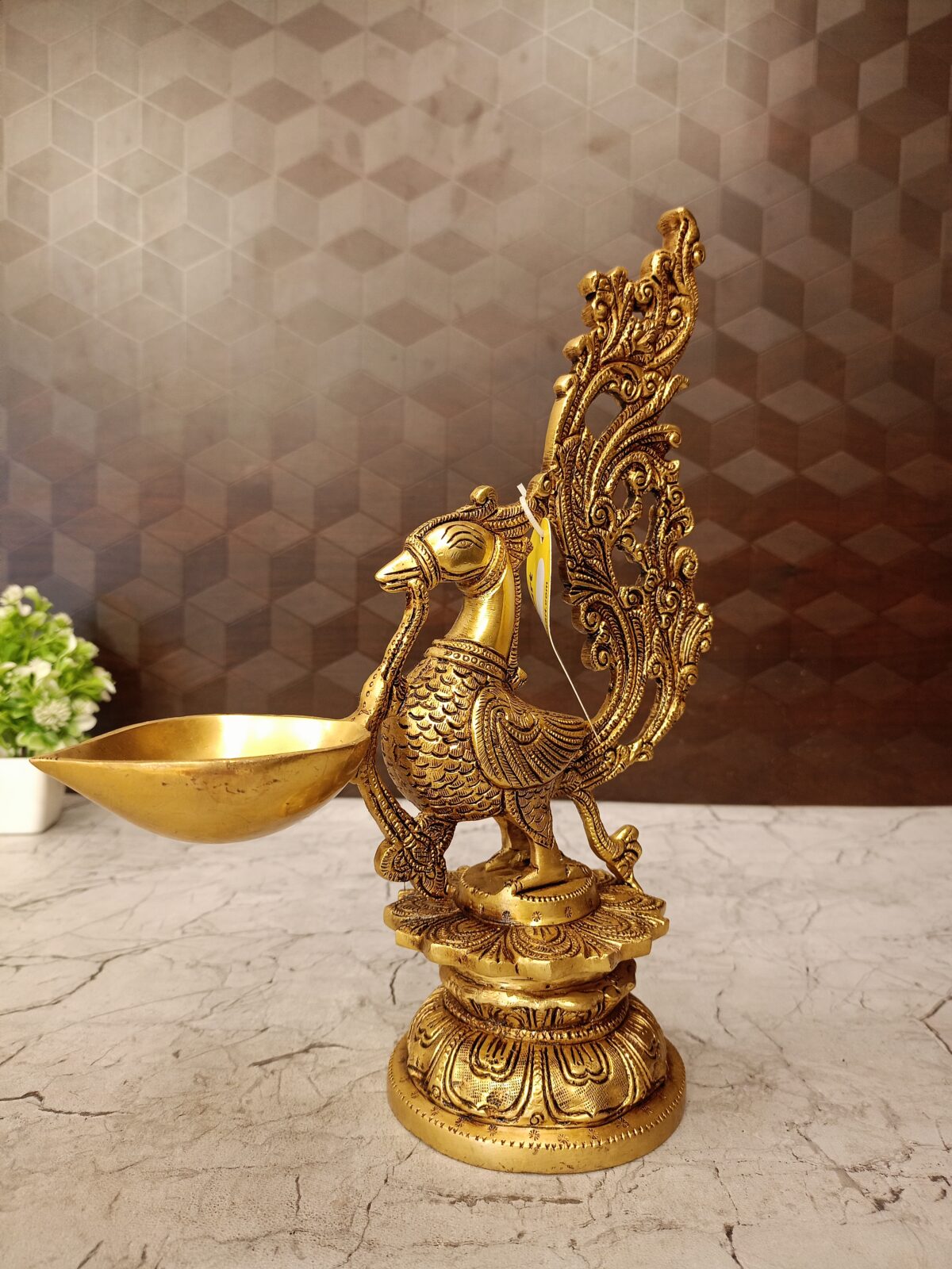 brass peacock holding diya pooja home decor vgocart coimbatore india2 scaled