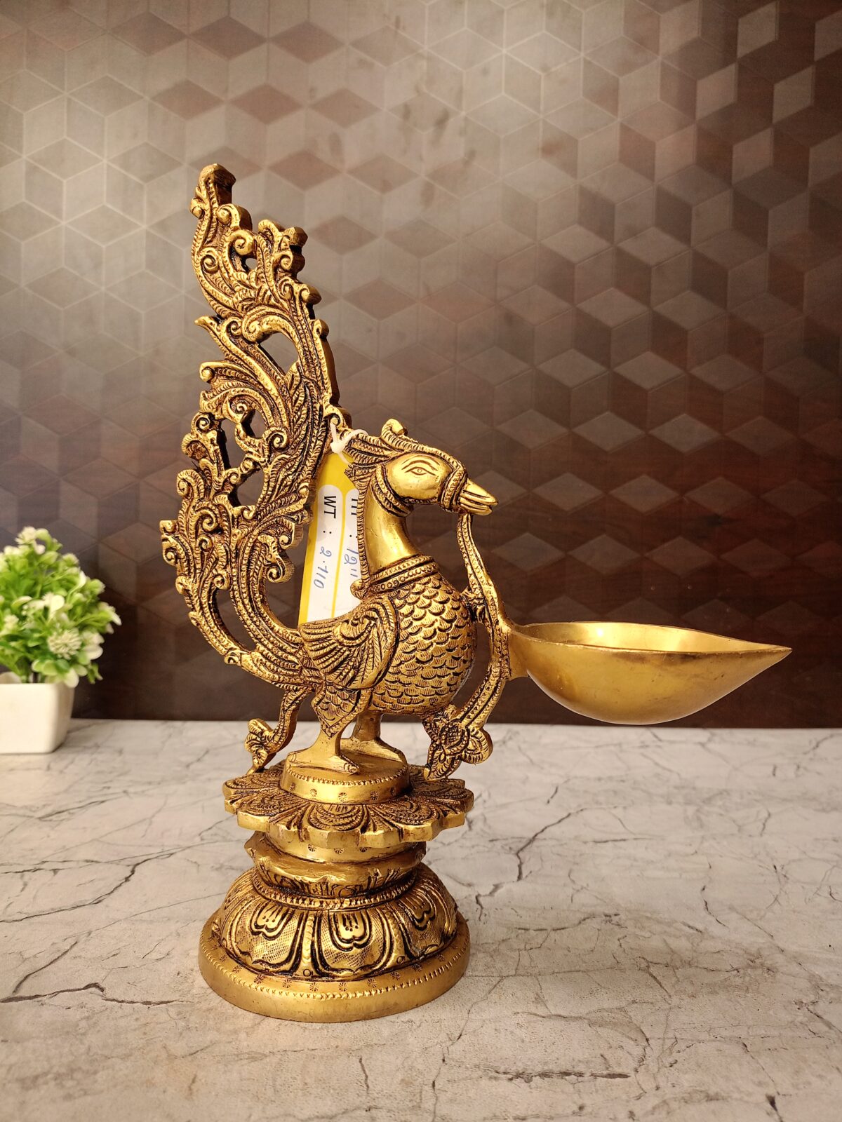 brass peacock holding diya pooja home decor vgocart coimbatore india3 scaled