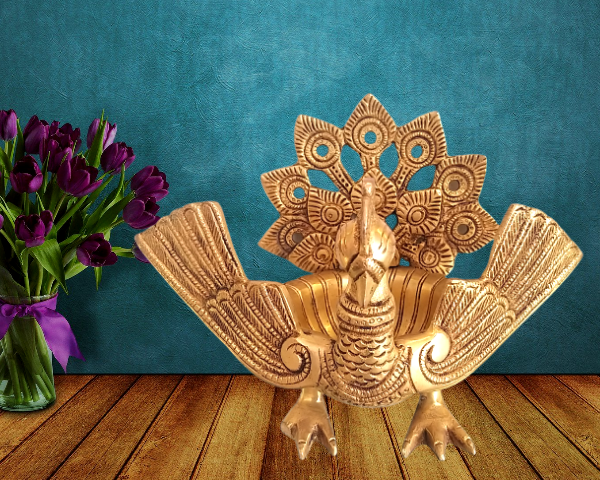 brass peacock uruli
