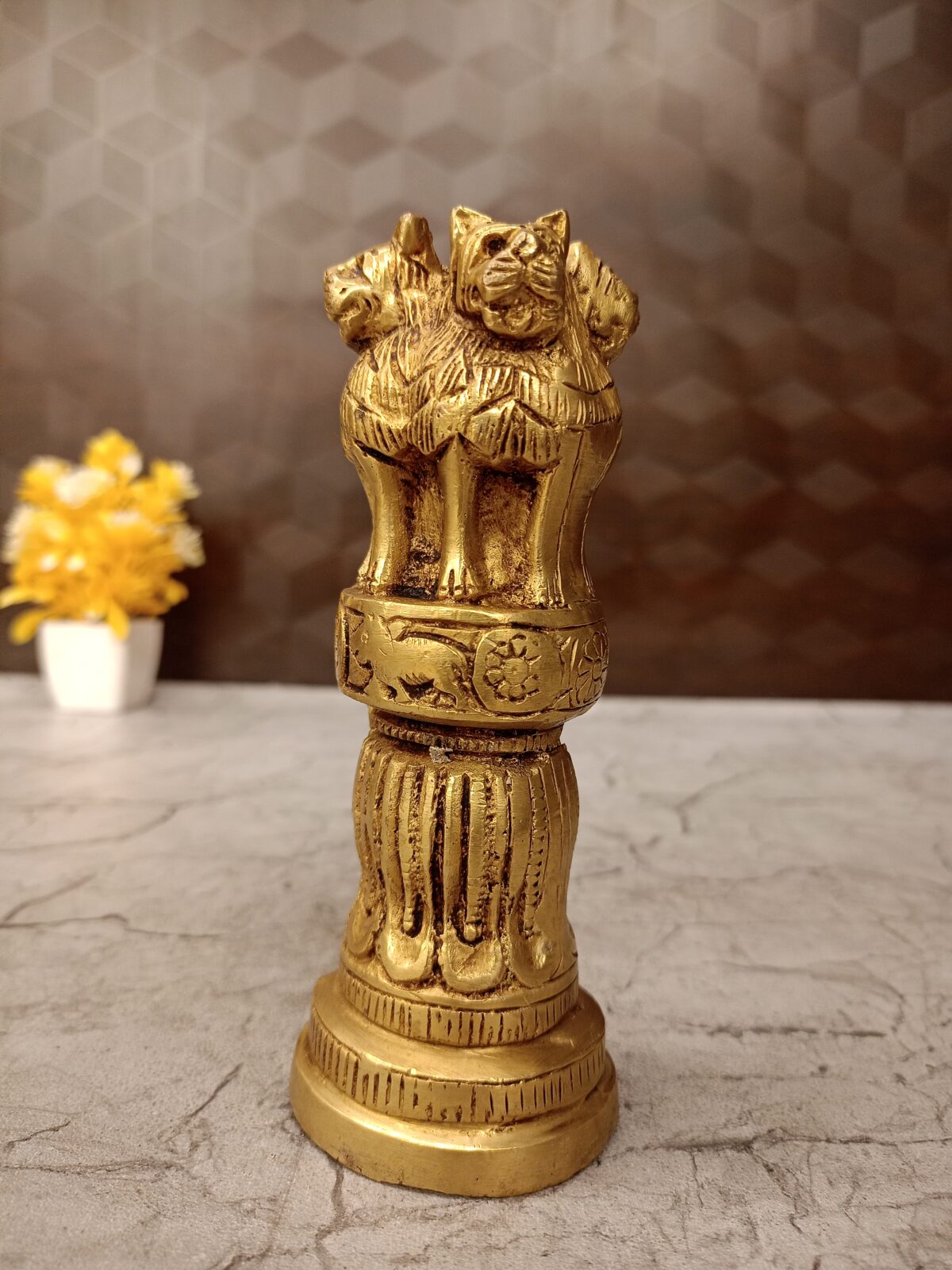 Brass New Design Ashoka Pillar- 5.5" - Image 3