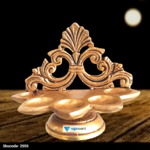 Brass 5-Face Diya with Base