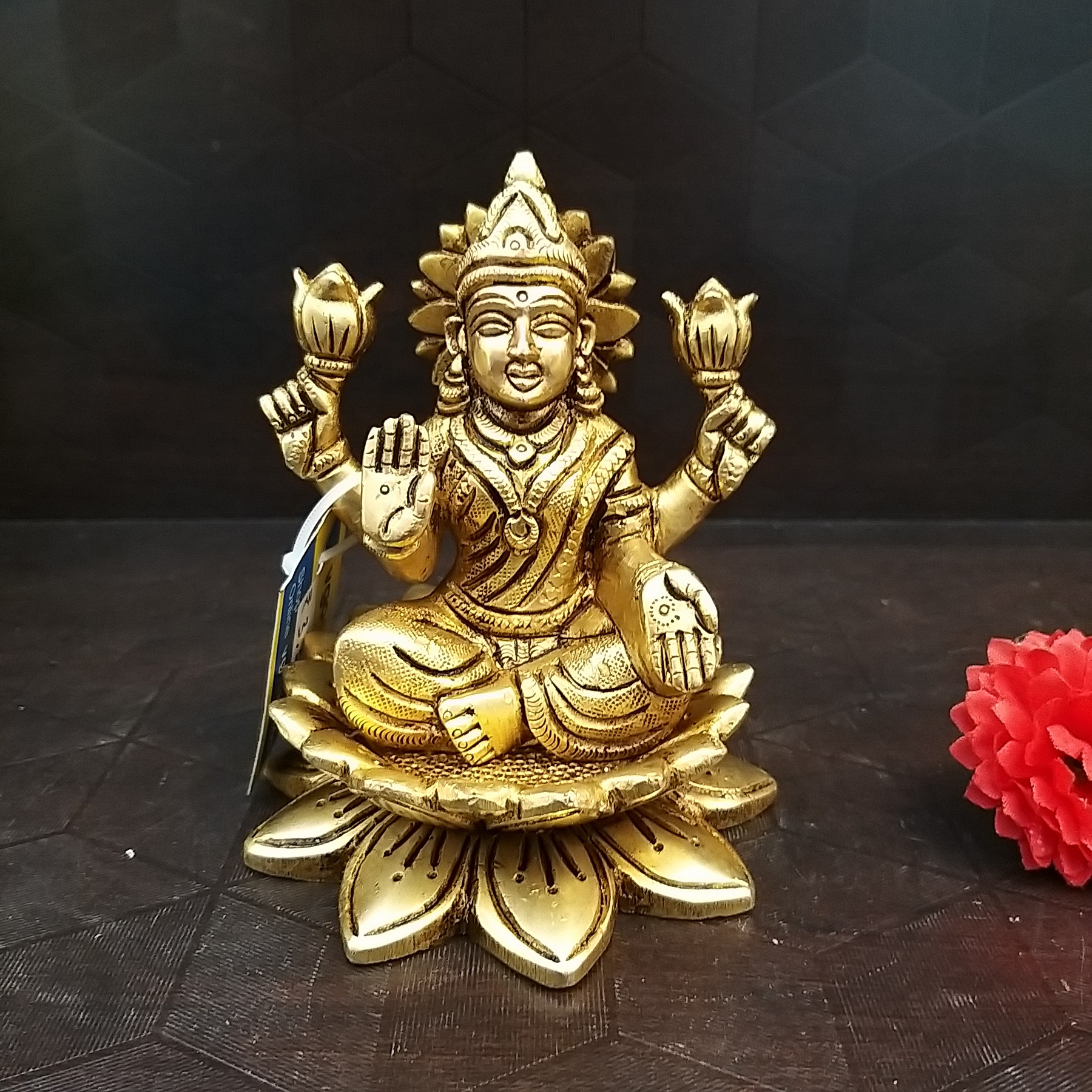 brass-lakshmi-on-lotus-idol-home-decor-pooja-items-hindu-god-statues-gift-buy-online-india-6071 Brass Lakshmi Sitting on Lotus Idol