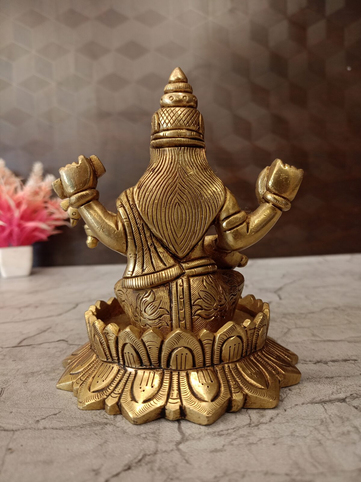 Brass Saraswathi Sculpture- 5" - Image 3