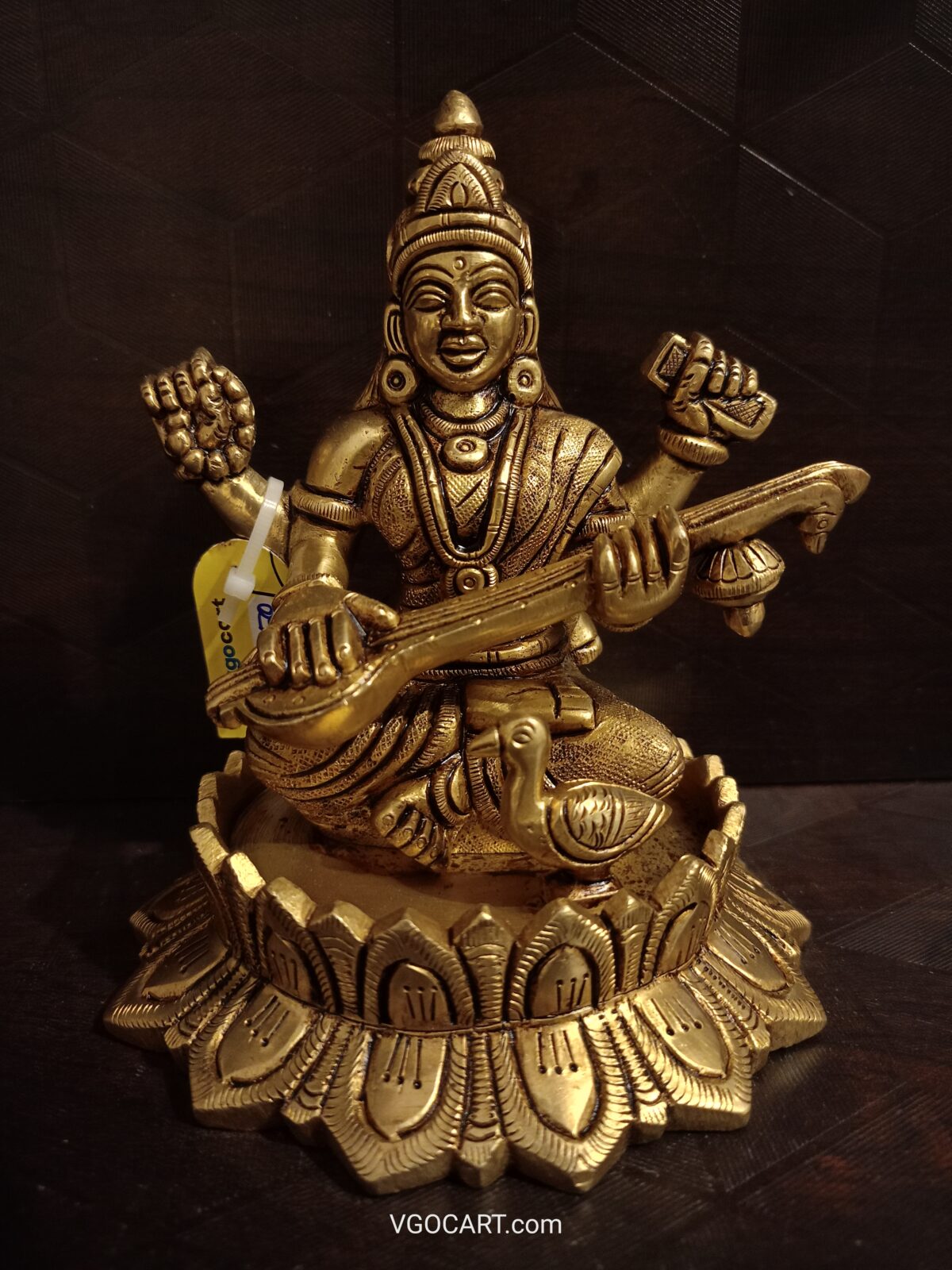 brass saraswathi sitting on lotus vgocart coimbatore india scaled