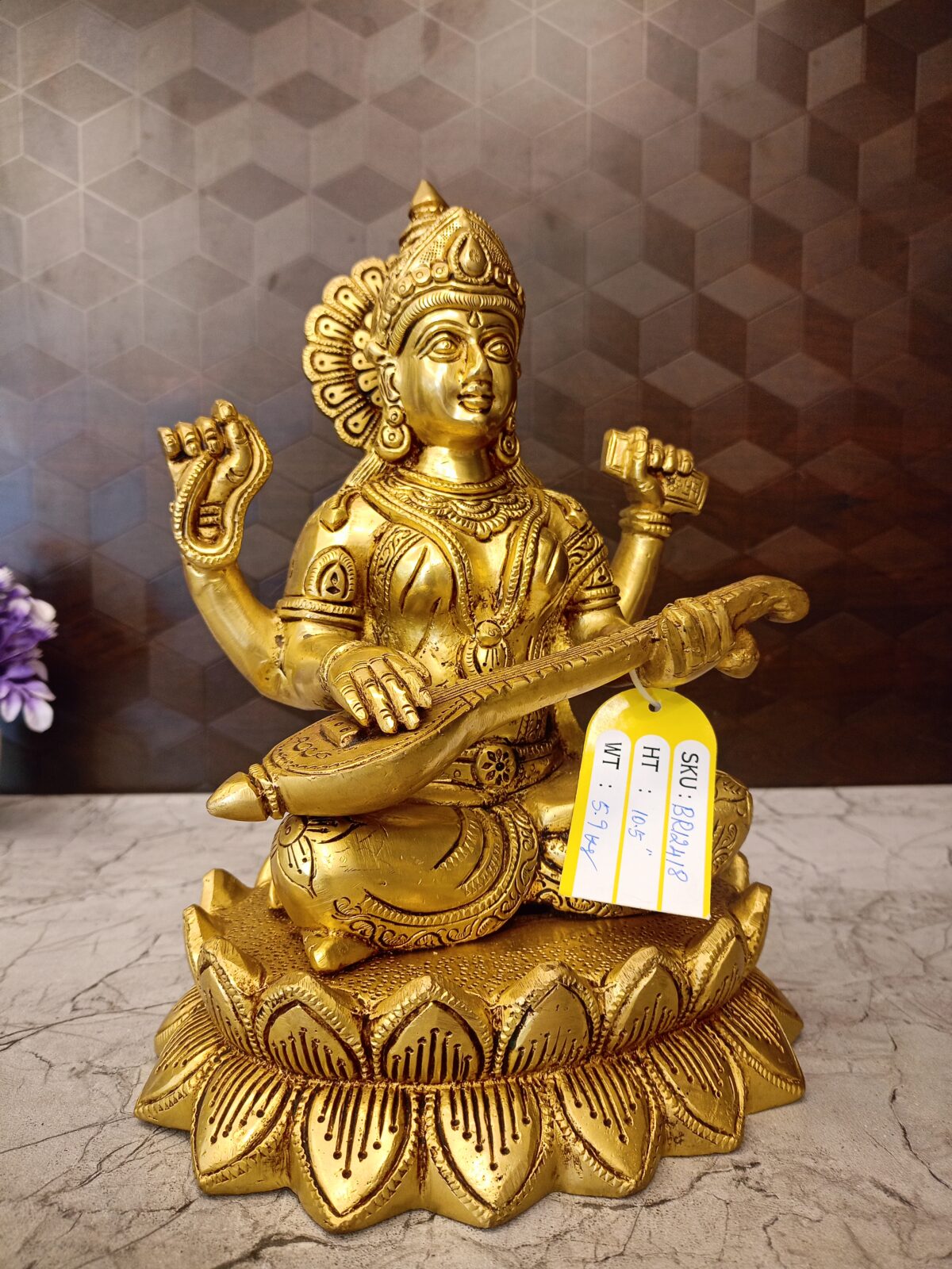 brass saraswathi idol pooja gift vgocart coimbatore india1 scaled
