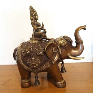 Brass Elephant With Ashtalakshmi Idols Brown color