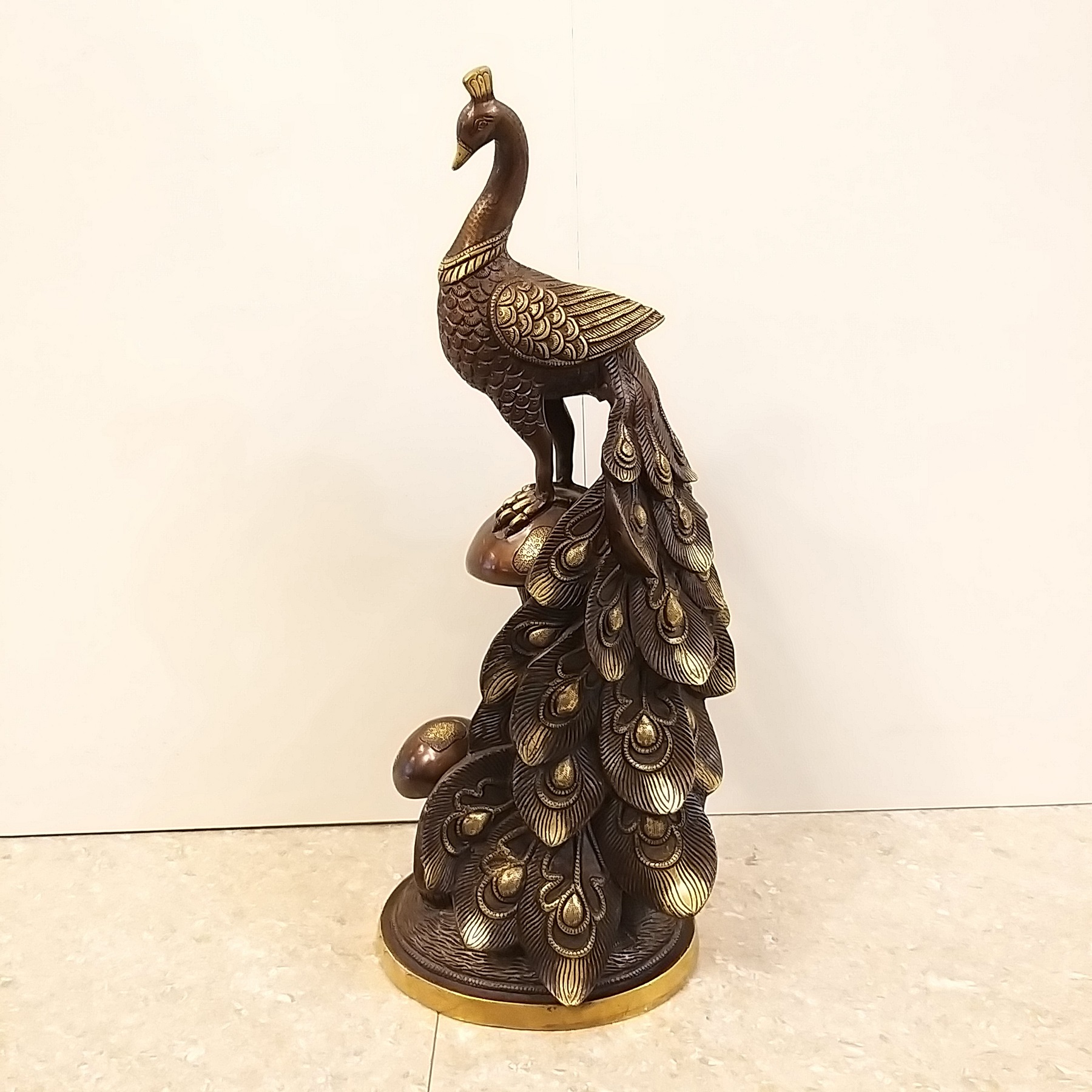 brass-peacock-big-idol-brown-antique-finish-home-decor-gift-buy-online-india Brass Peacock with Designer Mushroom base Big Statue