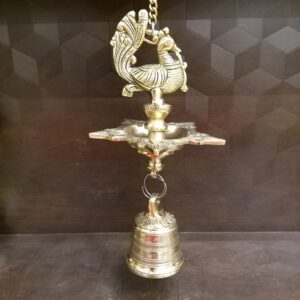 Brass Hanging Bell with Diya and Annam