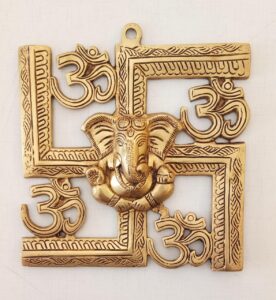 brass swastisk ganesha wall hanging