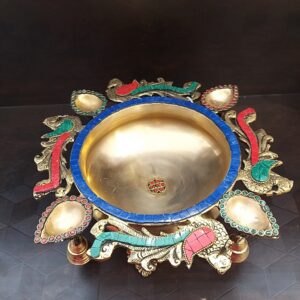 brass uruli with bell stone finish small idol home decor gift showpiece buy online india 20017