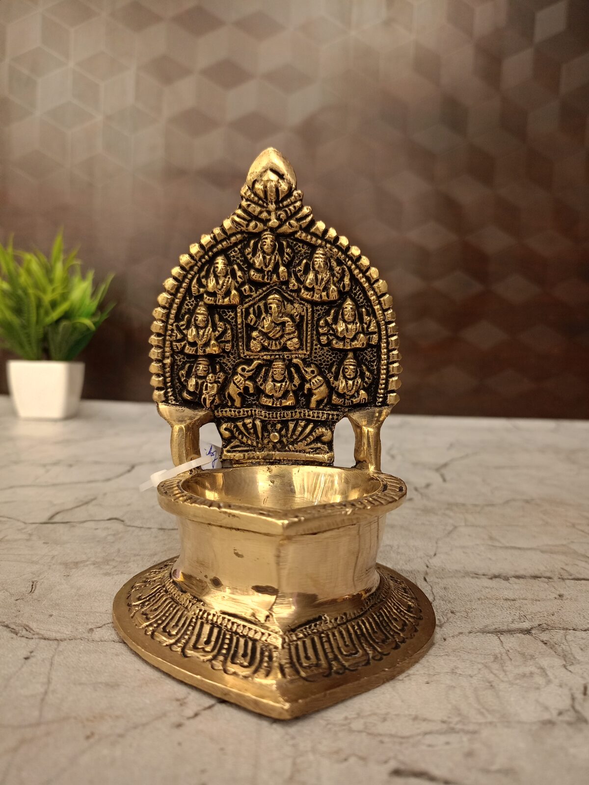 brass gajalakshmi diya