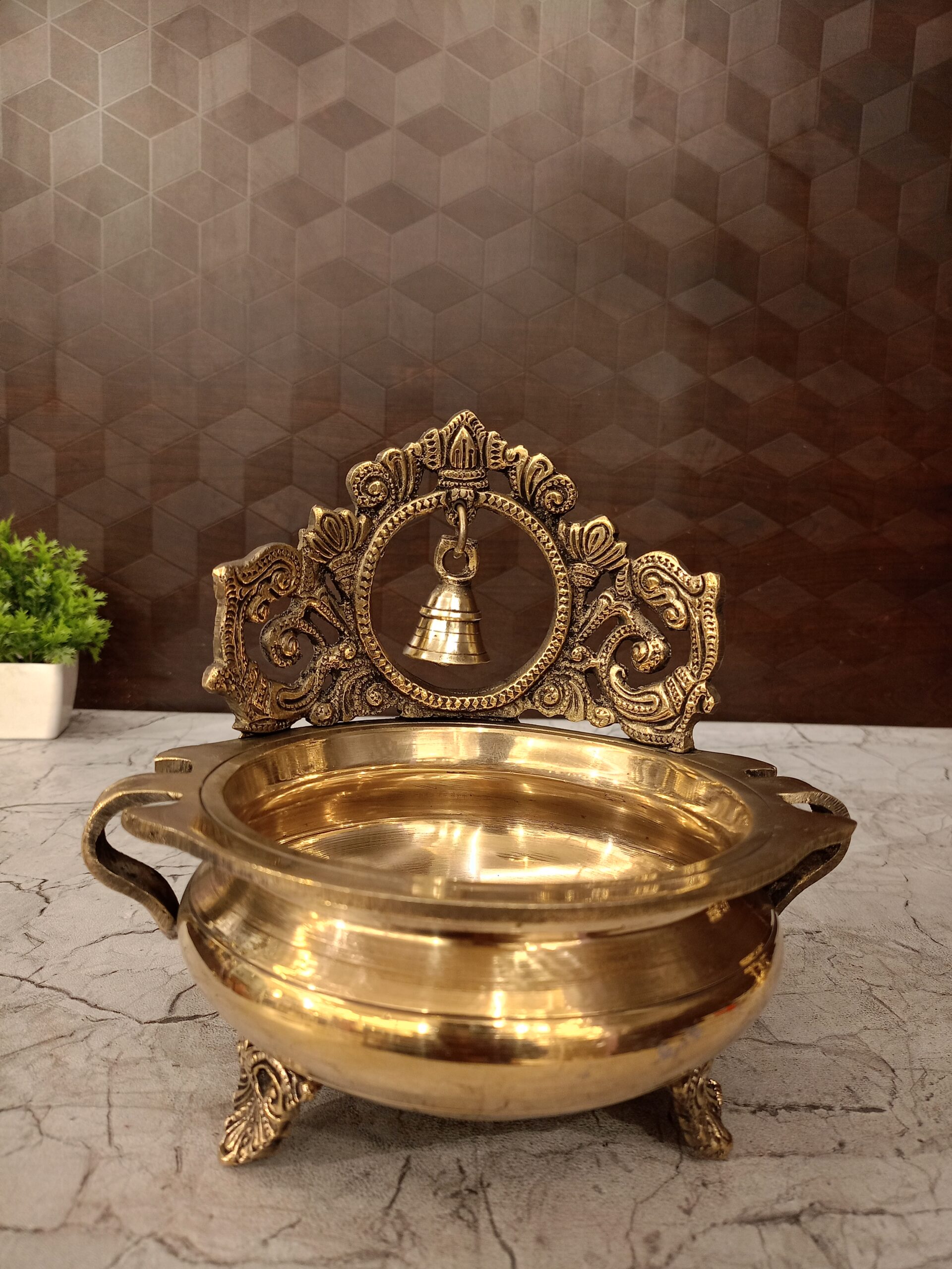 Brass Uruli with Bell 7" 1 Brass Uruli with bell