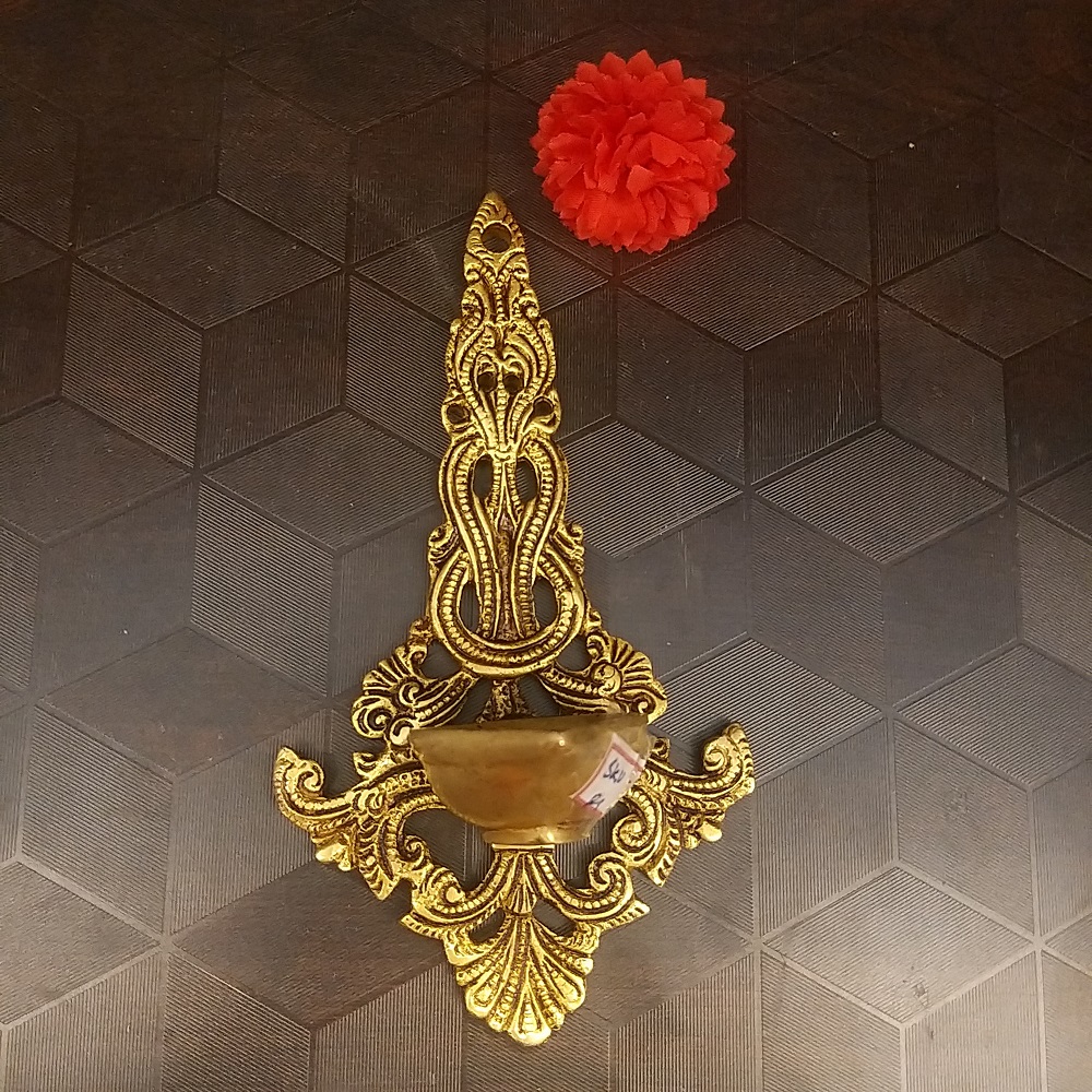 20230628_153916 Brass Spoon Deepak Type Designer Wall Hanging- 8" - Image 1