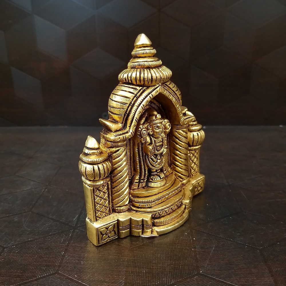 Brass Perumal On Temple Idol Small- 4" - Image 2