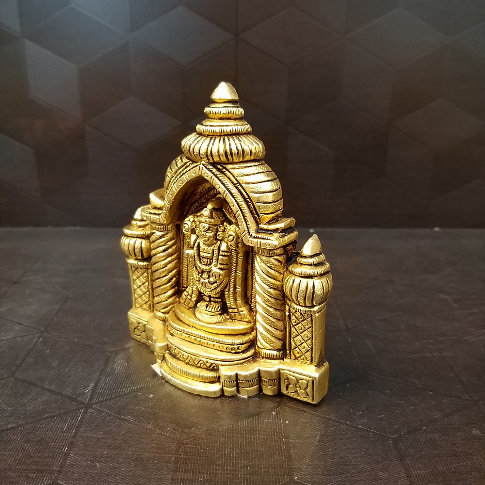 Brass Perumal On Temple Idol Small- 4" - Image 3