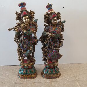 brass radha krishna big stone work statue home decor pooja items hindu god statues pooja items gift buy online india 10345 1