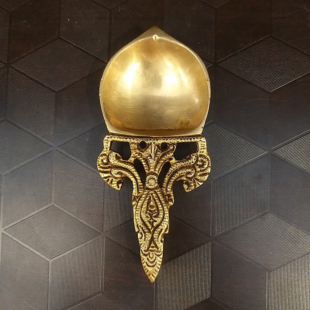 Brass Spoon Design Aarthi Holder- 5" - Image 1