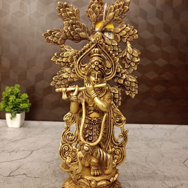 brass tree krishna idol