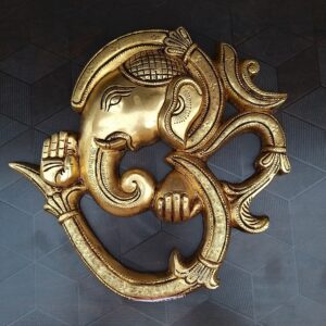Brass Om Ganesha Plate Type Wall Hanging