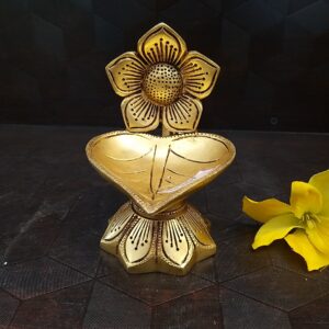 Brass Well Designed Flower Diya