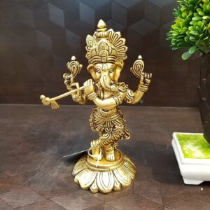 brass flute with ganesha idol small home decor pooja items hindu god statues gift buy online india
