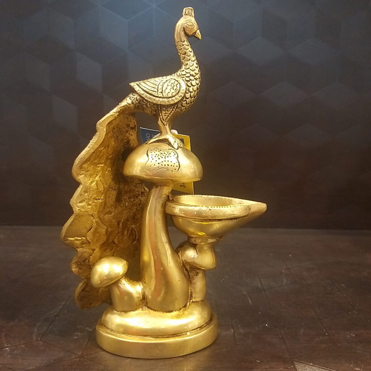 brass peacock with diya small home decor poojaitems 2 scaled