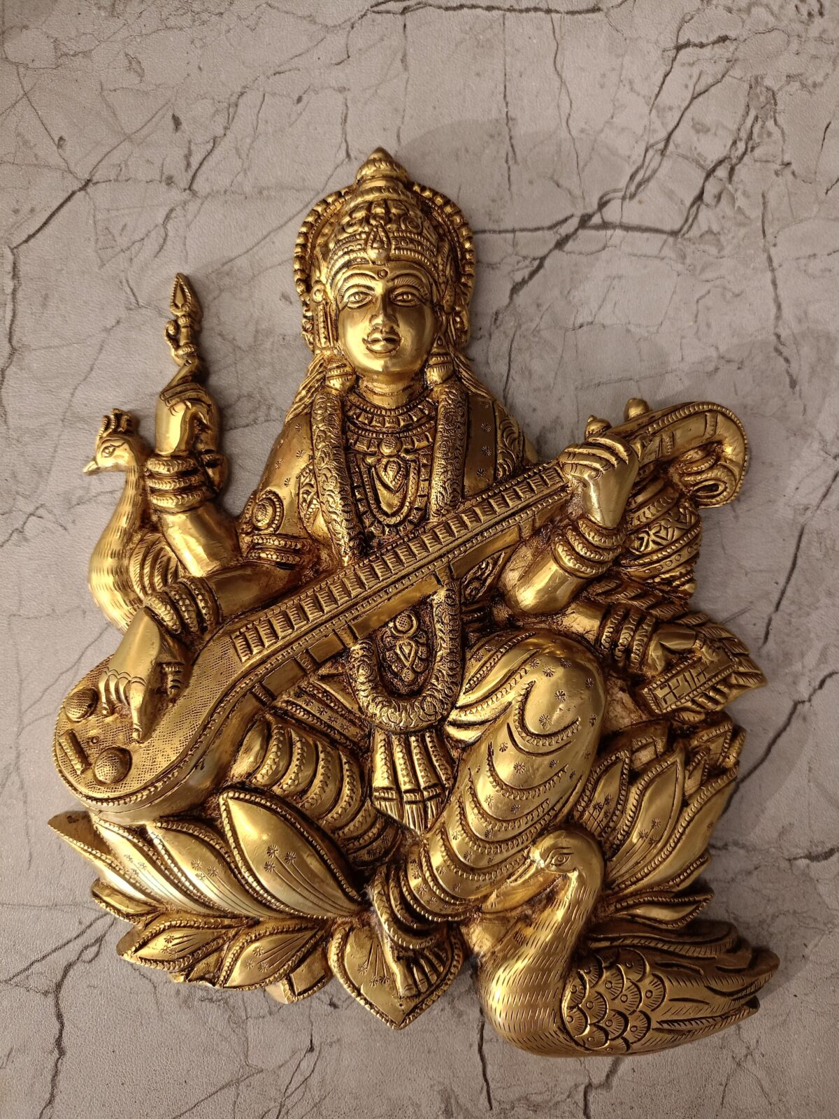 brass saraswathi idol wall mount pooja gift vgocart coimbatore india 2 scaled