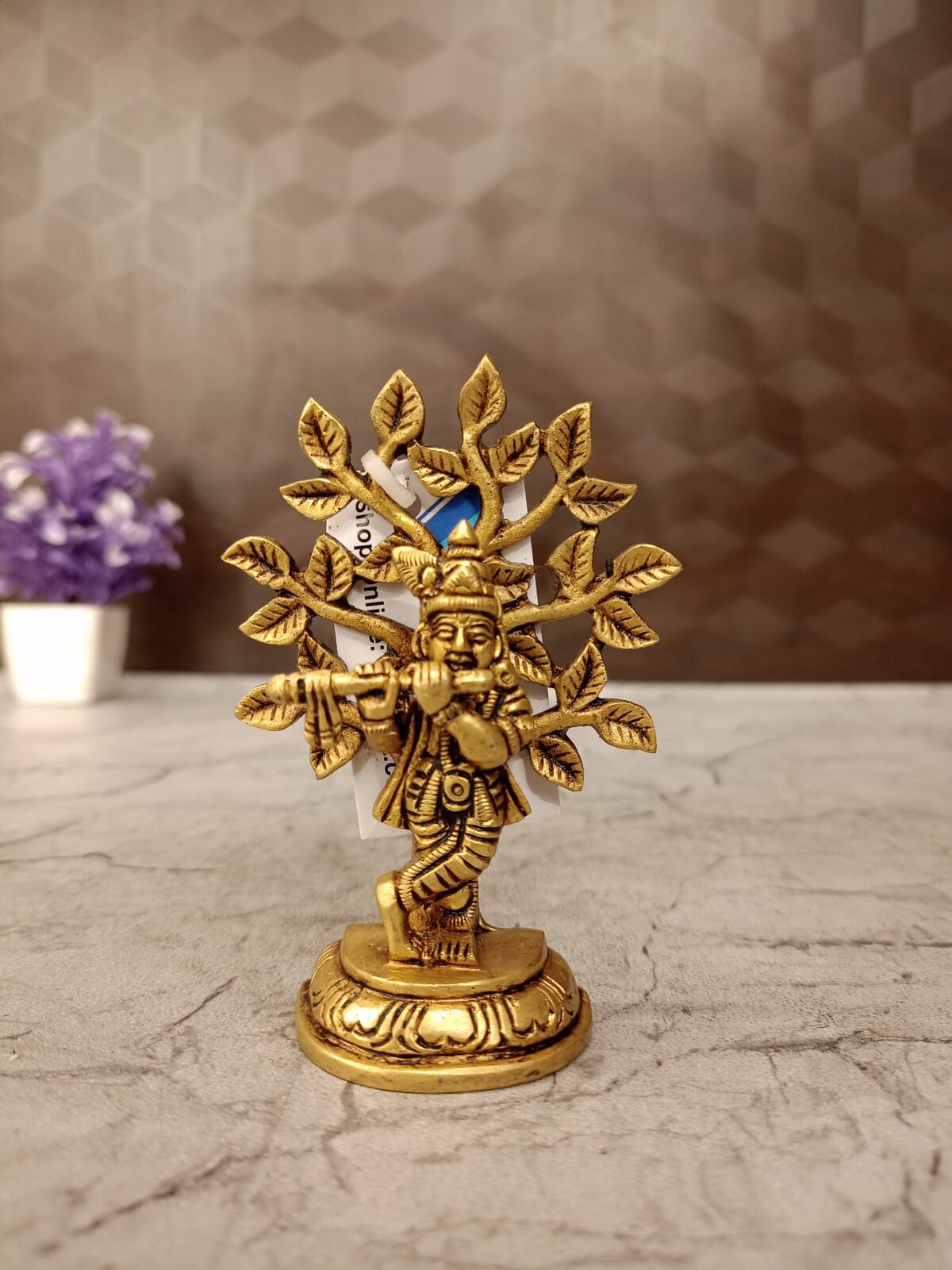 Brass RadhaKrishna Under Tree 3.5" - Image 5
