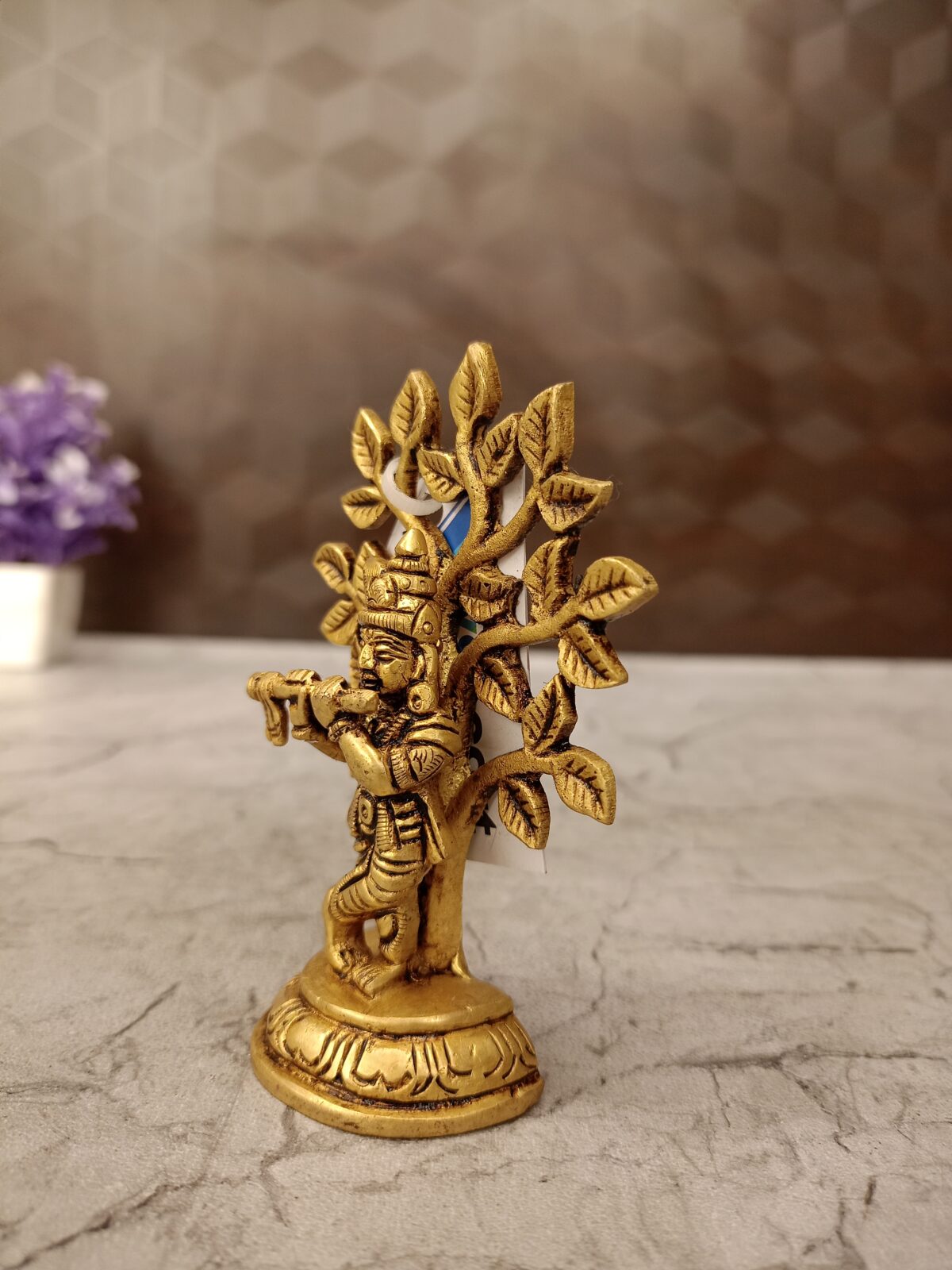 Brass RadhaKrishna Under Tree 3.5" - Image 4