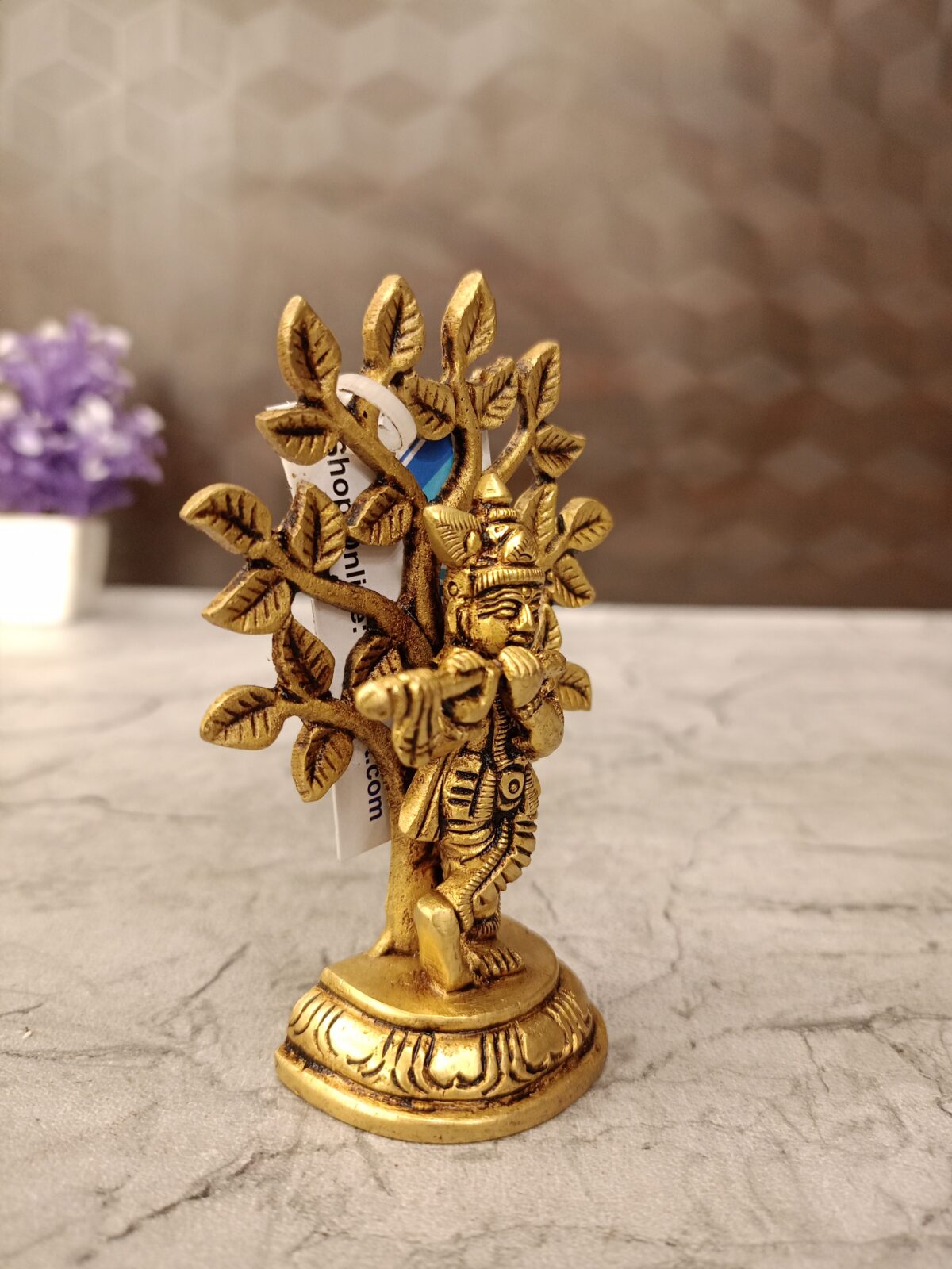 Brass RadhaKrishna Under Tree 3.5" - Image 3