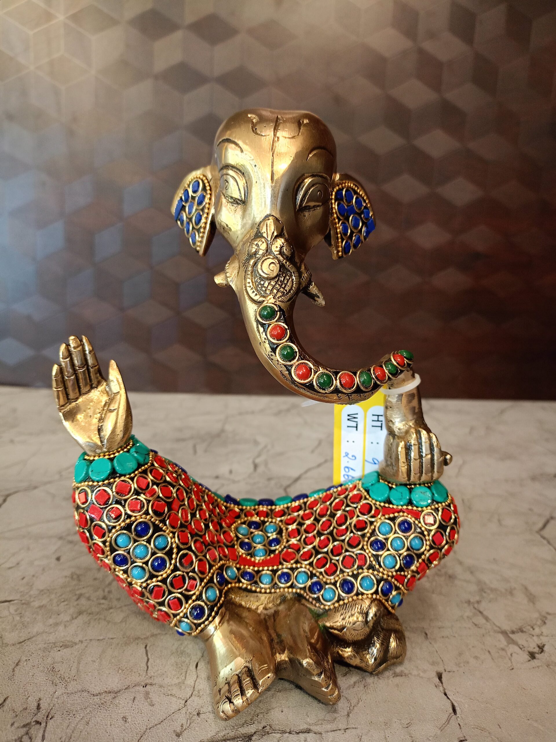 oplus_32 Brass Blessing Modern Ganesha Stone Finish idol-9" - Image 1