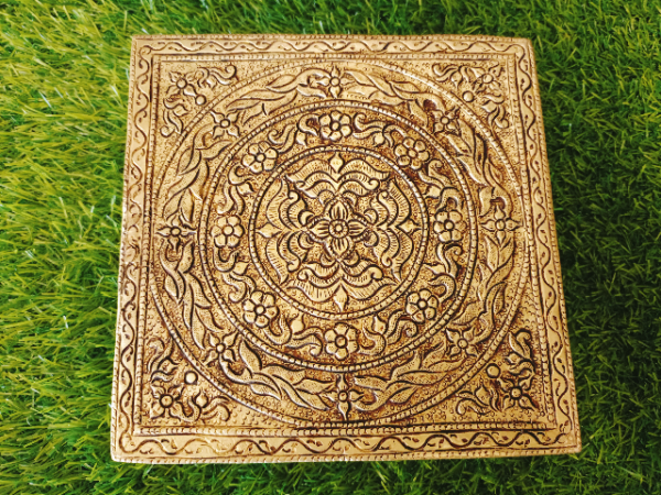 buy-brass-chowki-stand-pooja-homedecor-lowestprice-vgocart-antiqueshop-bangalore-india-2 Brass Chowki Stand With Beautiful Floral design for Pooja,Idols - Image 1